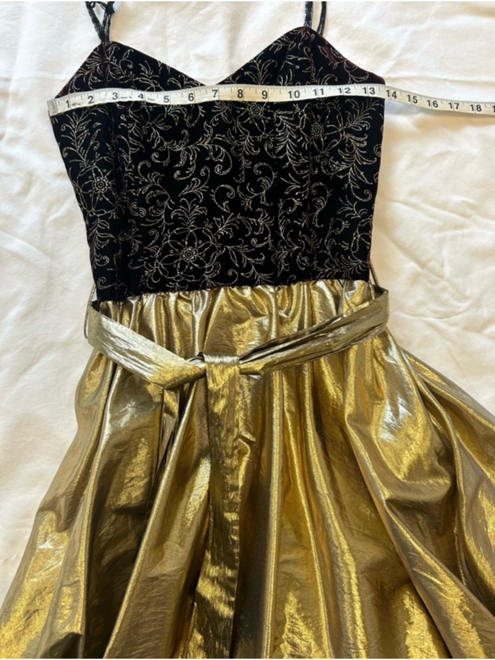Vintage Betsy & Adam Gold Formal Dress Beaded Corset Metallic Skirt Size 6 - Picture 9 of 10